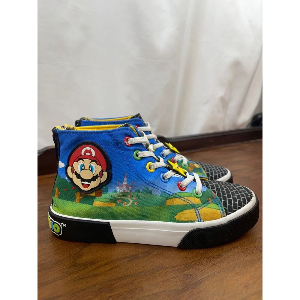 Ground Up Super Mario Kid's Size 2 Casual Shoes Back Zip Sneakers Hightop Clean